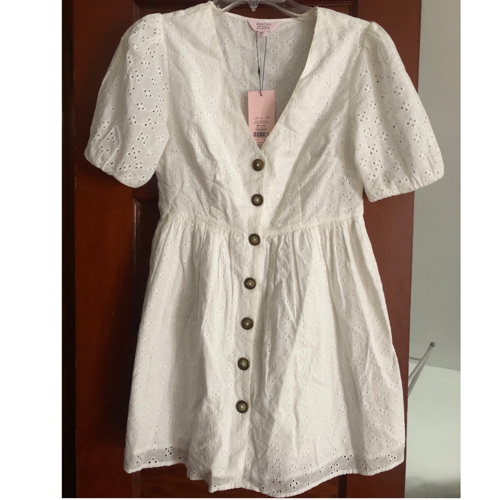 Short sleeve button up eyelet sundress